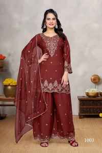 Attrayant nouvelle tenue de créateur fantaisie tendance vêtements ethniques étoile Georgette robe Dupatta avec broderie et travail à la main à vendre - Product Image 3