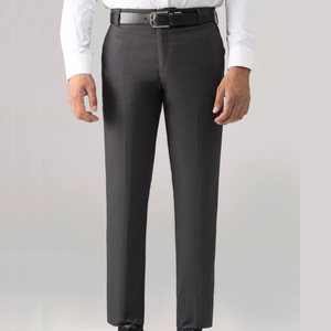 Personalizable de los hombres de cintura media de peso pesado Formal estilo vestido pantalón 100% algodón gris transpirable tela de lona de alta calidad OEM - Product Image 1