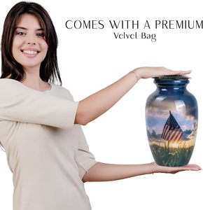 Urna de cremación con bandera americana, cenizas humanas para mujeres y hombres, urnas funerarias decorativas para adultos, hombres, mujeres, urna de tamaño personalizado - Product Image 6