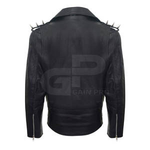 Vestes en cuir pour hommes Vêtements d'extérieur pour hommes Couleur unie Sports de plein air Veste en cuir à vendre - Product Image 3