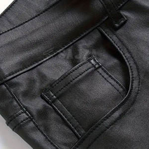 Pantalon en cuir de mode pour hommes élégant Slim Fit moto Biker pantalon confortable tenue décontractée - Product Image 3