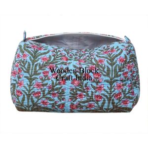 Set 3 Quilted Indian Cotton Eco-Friendly Zipper Floral <b>for</b> <b>Bags</b> <b>Wash</b> <b>Bag</b> Shaving Kit Vanity Case <b>Travel</b> Makeup Cosmetic <b>bag</b> - Product Image 5
