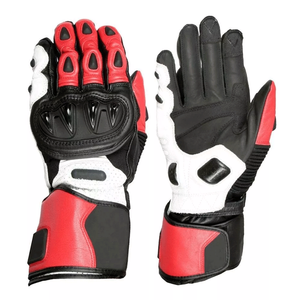 New Breathable Winter Track Racing Leather Motorbike Riding Gloves Armoured Racing Red/Black/White Unisex - Product Image 4