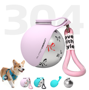 Botella de Agua Portátil para Mascotas de Acero Inoxidable 304, Silicona Impermeable, Plegable, Ajustable, Taza para Beber para Perros al Aire Libre, Tazones Plegables - Product Image 1