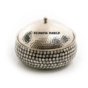 Olla de madera y metal de madreperla, diseño personalizado, cazuela de mesa, forma redonda, calentador de alimentos de Metal elegante - Product Image 1