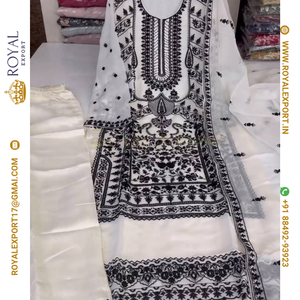 เสื้อ georgette และพลาซโซพร้อม dupatta แฟนซีชุดปาร์ตี้ออกแบบใหม่ - Product Image 5