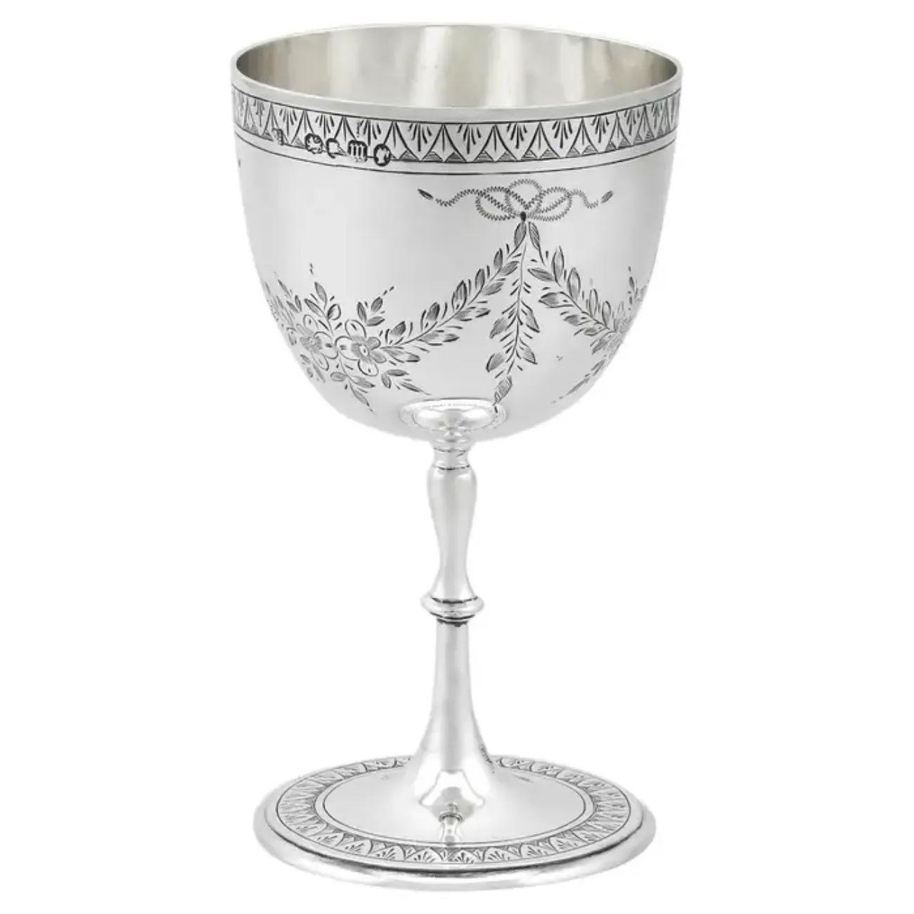 Modern Design Wine Champagne Whiskey Glass Pure Handmade Silver Color Engraved Brass Goblet Champagne Glass Wine Serving Supply