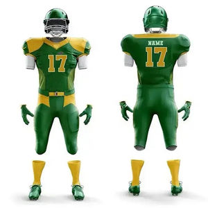ชุดเครื่องแบบฟุตบอลอเมริกันสีเขียวชุดเสื้อเจอร์ซีย์และกางเกงที่ออกแบบเองสำหรับฝึกซ้อม - Product Image 6