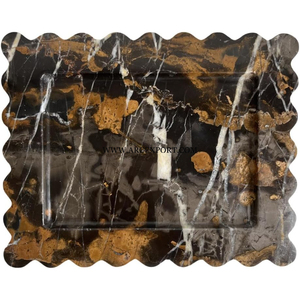 Plateau rectangulaire avec plateau de nourriture et de collations poli brillant pour la décoration de table de maison et de restaurant service en marbre de couleur marron - Product Image 4