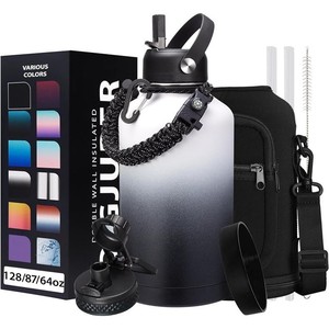Botella de agua Silverjet de 64 oz, de doble pared, de acero inoxidable, aislada, con bolsa y pajita, para viajes, senderismo y camping al aire libre. - Product Image 2
