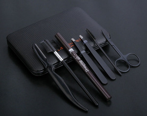 Pinzas para cejas de pestañas de acero inoxidable de Venta caliente Punta puntiaguda inclinada con bolsa de almacenamiento de viaje - Product Image 6