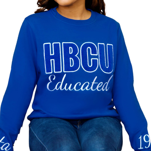 HBCU Zeta Chenille Sweat Coton Polaire Sororité Vêtements Brodé Zeta Phi Beta Bleu Pull HBCU Éduqué Top - Product Image 5
