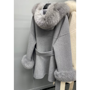 Cappotti di Lusso da <span class=keywords><strong>Donna</strong></span> 2024 in Vera Lana Cashmere, Giacche di Pelliccia Vera di Lusso, Abbigliamento Streetwear, Eleganti Cappotti <span class=keywords><strong>Oversize</strong></span> in Pelliccia di Alpaca - Product Image 5