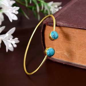 กำไลข้อมือทองเหลืองขัดเงาสีทองประดับด้วยรูปปั้นที่ทันสมัยของจีนสร้อยข้อมือแบบมินิมอลลิสต์ดูเป็นของขวัญสำหรับผู้หญิง - Product Image 4