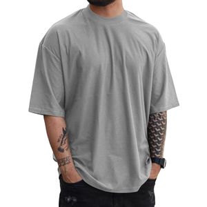 Camiseta de punto de algodón 100% de gran tamaño personalizada para hombre, camiseta de manga corta transpirable de secado rápido con patrón sólido pesado - Product Image 6