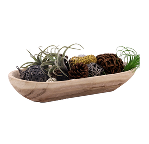 Bol à pâte décoratif en bois poli de luxe articles décoratifs assiette de service à salade motif végétal écologique - Product Image 4