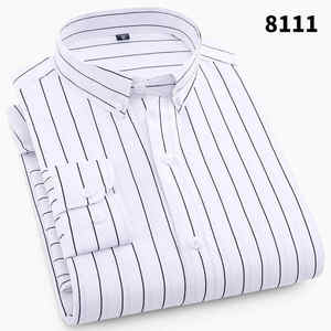FIL TEINT Hommes Chemises À Manches Longues D'affaires Formel Décontracté Revers Bouton Rayé Lettre Gentleman Quotidien Chemise Décontractée - Product Image 6