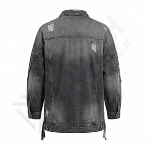 Chaqueta Vaquera Informal de Alta Calidad para Hombre, Cuello Alto, Logotipo Frontal, Talla Grande, Cierre de Botones, Prenda Exterior de Moda, Precio Competitivo - Product Image 2