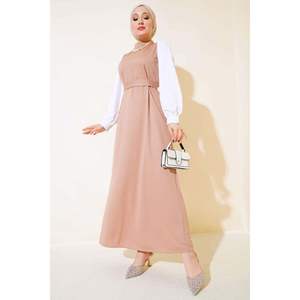 Robe ceinturée à manches courtes Latte - Product Image 2