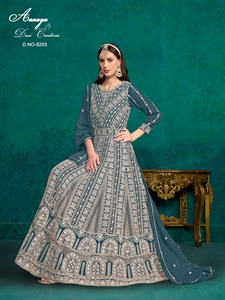 Tenue la plus tendance de fantaisie vente chaude meilleure fausse Georgette Salwar Suit & Dupatta avec Lakhnavi Work exportateur et fournisseur indien - Product Image 5