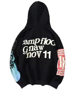 Sweat à capuche surdimensionné pour hommes conçu sur mesure Streetwear décontracté avec pour logo de broderie d'impression bouffante pour l'hiver - Product Image 3