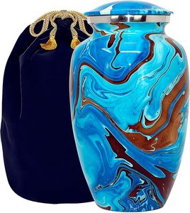Handmade <b>Large</b> Adult Mosaic Aluminium Glass Cremation <b>Urn</b> Unique Funerals Supply With Individual Tiles Applied Burial - Product Image 5