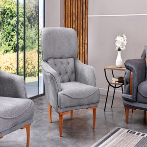 Canapé Chesterfield moderne de luxe en tissu gris 3 places avec structure en bois et capitonnage pour salon, bureau et appartements - Product Image 5