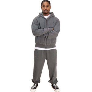 Service OEM personnalisé à la mode lavé fermeture éclair sweats à capuche de haute qualité et durable parfait pour un usage quotidien personnalisé strass sweats à capuche - Product Image 4