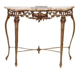 Mesa Consola de Latón Antiguo de Lujo con Espejo Ornamentado - Product Image 2