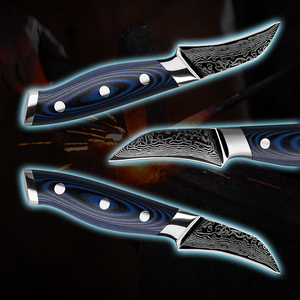 มีดปอกผลไม้เหล็กคาร์บอนทำจากเหล็กดามัสกัสใช้ในครัวมีดปอกผลไม้พร้อมที่จับไม้ - Product Image 6