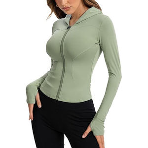 Lightweight Training Top Full Zip <b>Jacket</b> Women Stretchy <b>Yoga</b> Athletic Wear Soft Comfort Nylon Spandex Blend - Product Image 1