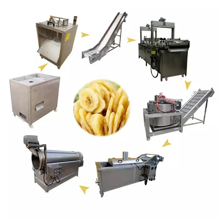 機械プロセスのバナナチップ自動バナナチップ製造機と価格バナナスライスチップ加工ラインマシン
