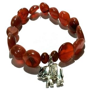 Pulsera de cristal de elefante indio de cornalina roja, joyería de piedras preciosas naturales, regalo para hombres y mujeres, meditación energética - Product Image 1