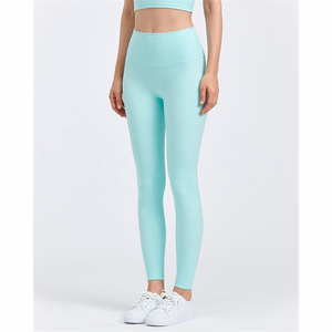 Leggings de gymnastique pour femmes taille haute pantalon de Compression de Yoga doux pour l'entraînement sportif athlétique Legging d'entraînement tricoté de couleur unie - Product Image 2