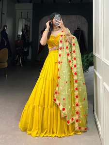 Fantaisie Tendance Georgette Lehenga Choli Séquence et Broderie Travail Avec Dupatta Inde Exporte Qualité À Vendre - Product Image 6