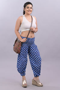 Pantalones de pierna ancha holgados de cintura alta de algodón para mujer, pantalones de pijama de pierna ancha de algodón al por mayor, Pantalones estampados informales de verano para mujer - Product Image 5