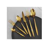 Juego de cubiertos de latón de 24 piezas para bodas, otros eventos, acero con espejo para el hogar, cocina, Hotel, restaurante, juego de cubiertos
