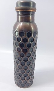 ขวดน้ำทองแดงบริสุทธิ์สำหรับยิมออกกำลังกายออกกำลังกายขวดน้ำทองแดงบริสุทธิ์อินเดียพร้อมที่จับเครื่องดื่ม950มล. - Product Image 5