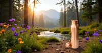 Bouteille d'eau étanche faite à la main en cuivre pur avec revêtement anti-corrosion sans BPA pour les voyages et la voiture