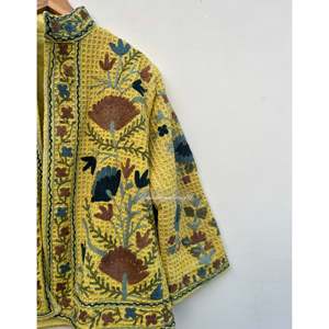 TNT Suzani <b>Jacket</b> Floral Embroidery <b>Pattern</b> Sustainable Reversible Leather Outerwear <b>Quilted</b> Boho Bomber Custom Logo Spring - Product Image 2