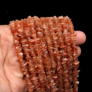 Orange Sunstone Raw Chips Tumble Beads Forma desigual Rubí sin cortar Fabricación de joyas hechas a mano Artesanía-Producto al por mayor - Product Image 2