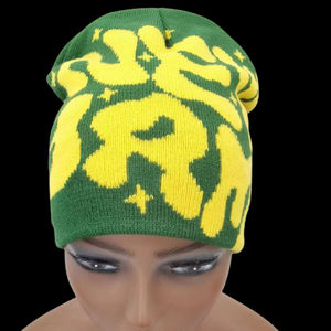 Venta al por mayor Unisex Diseñador Jacquard Acrílico Beanie Logotipo personalizado Bordado Sólido Invierno Punto Skullcap Hombres Mujeres Y2K Beanie - Product Image 2