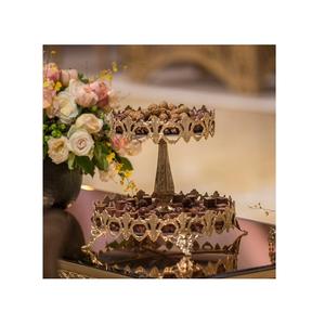 Soporte Redondo de Dos Niveles para Servir Postres, Decoración de Pasteles y Aperitivos, Ecológico, en Color Dorado Metálico para Uso Doméstico - Product Image 1