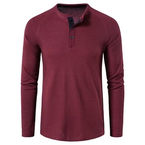 T-shirt à manches longues gaufré raglan décontracté pour hommes de haute qualité Europe Amérique Taille solide extérieur uni surdimensionné - Product Image 2