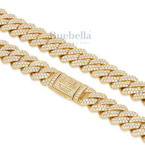 925 12mm collar de diamantes de moissanita estilo rapero joyería de Hip Hop con ajuste de punta de 2 filas cadena de eslabones cubanos de Miami para hombres - Product Image 4