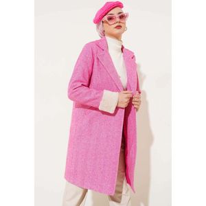 เสื้อโค้ทผ้าแคชเมียร์ลายซิกแซ็กผ้ากำมะหยี่สีบานเย็น - Product Image 1