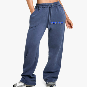 Pantalones de chándal acampanados de pierna ancha de gran venta OEM/ODM para mujer, cintura elástica con cordón, pantalones holgados de Hip Hop para correr - Product Image 1