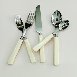 Service de couverts personnalisés en argent poli Portugal avec poignée en os de couleur crème ensemble de couverts d'ustensiles - Product Image 3