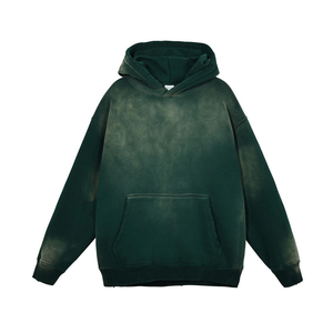 เสื้อฮู้ดดี้แบบใหม่ล่าสุด ลายย้อมสีแบบดิสเทรส ทรงปกติ ผ้าเฟรนช์เทอร์รี่ ล้างสีแบบแอซิดวอช สีซีดจางแบบซันเฟด ผ้าถักเนื้อคอตตอน สำหรับฤดูหนาว - Product Image 1