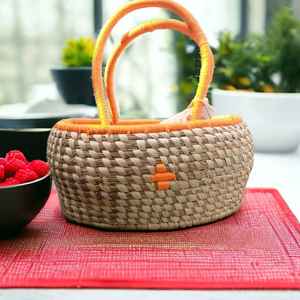 Elegant Medium Size Wicker Handicraft Sabai Grass Basket Movable <b>Toys</b> Storage Basket Sabai Grass Storage for Kids Accessories - Product Image 2